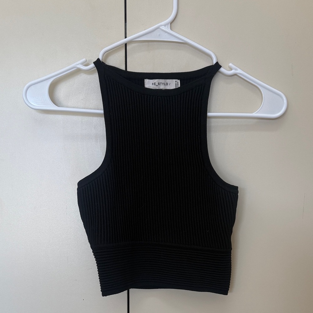 Black Sleeveless Ribbed Top